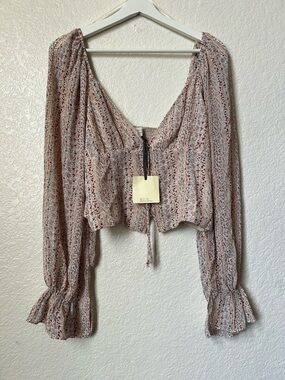Dress Forum Pink Floral Long Sleeve Peasant Blouse
